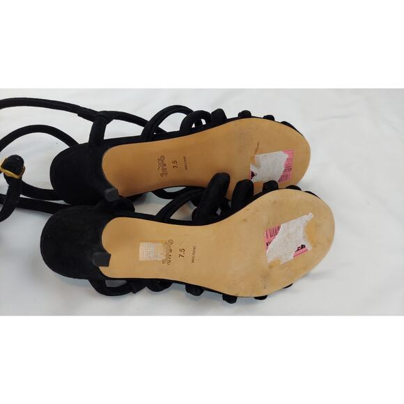 Coach Runway Leather Strappy Dress Kitten Heel Sandal Women's Black Size 7.5 - Picture 9 of 9